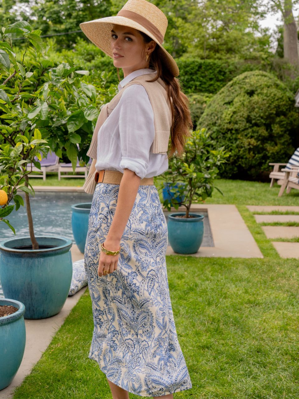 Adelyn Silk Blend Skirt in Paisley Flourish Bias