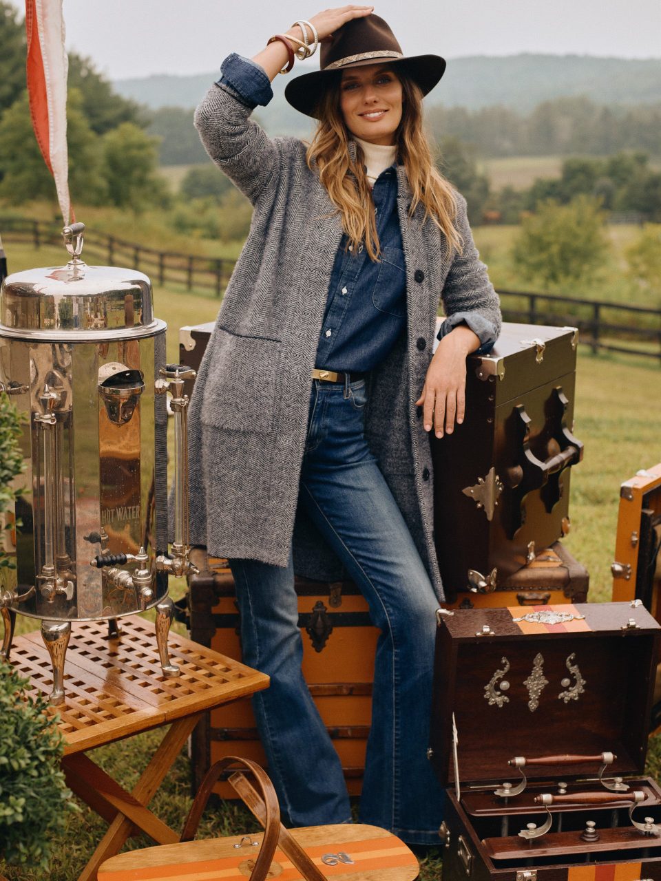 Tripp Sweater Coat in Herringbone Jacquard