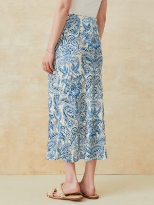 Adelyn Silk Blend Skirt in Paisley Flourish Bias