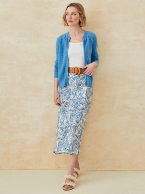 Adelyn Silk Blend Skirt in Paisley Flourish Bias