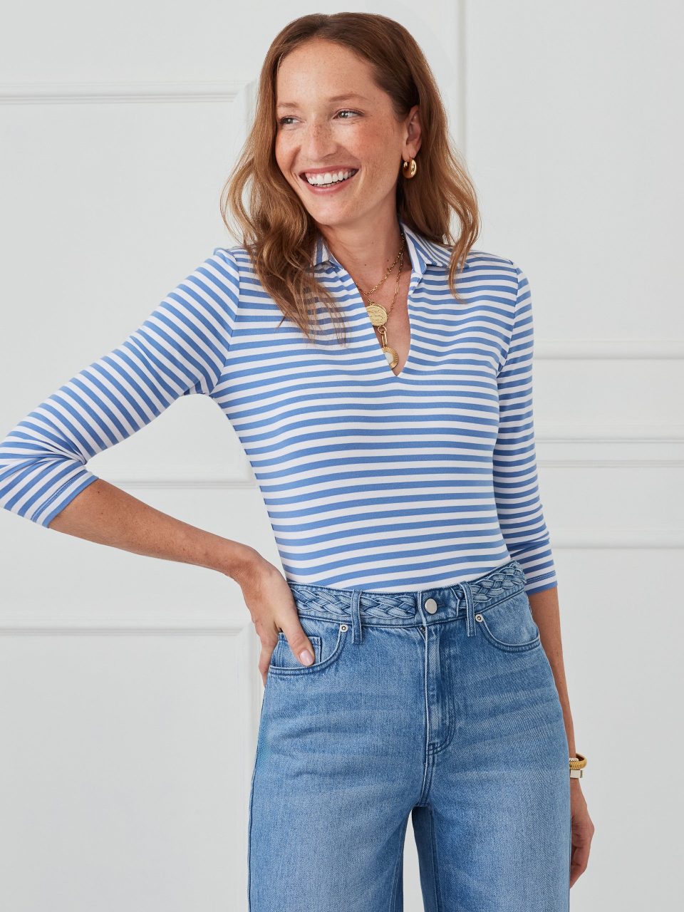 Aida 3/4 Sleeve Top in Stripe