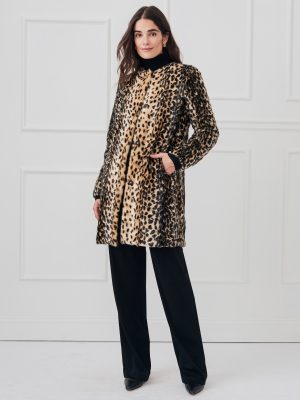 Pella Faux Fur Coat in Leopard