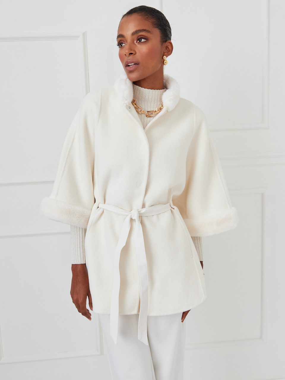 Davos Faux Fur Cape