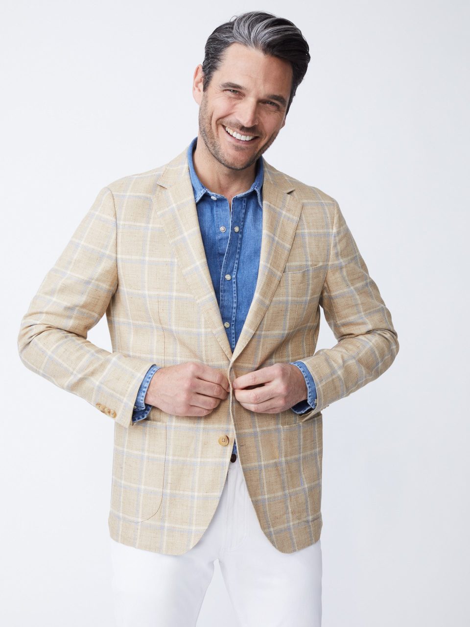 Lisbon Linen Sport Coat in Window Pane