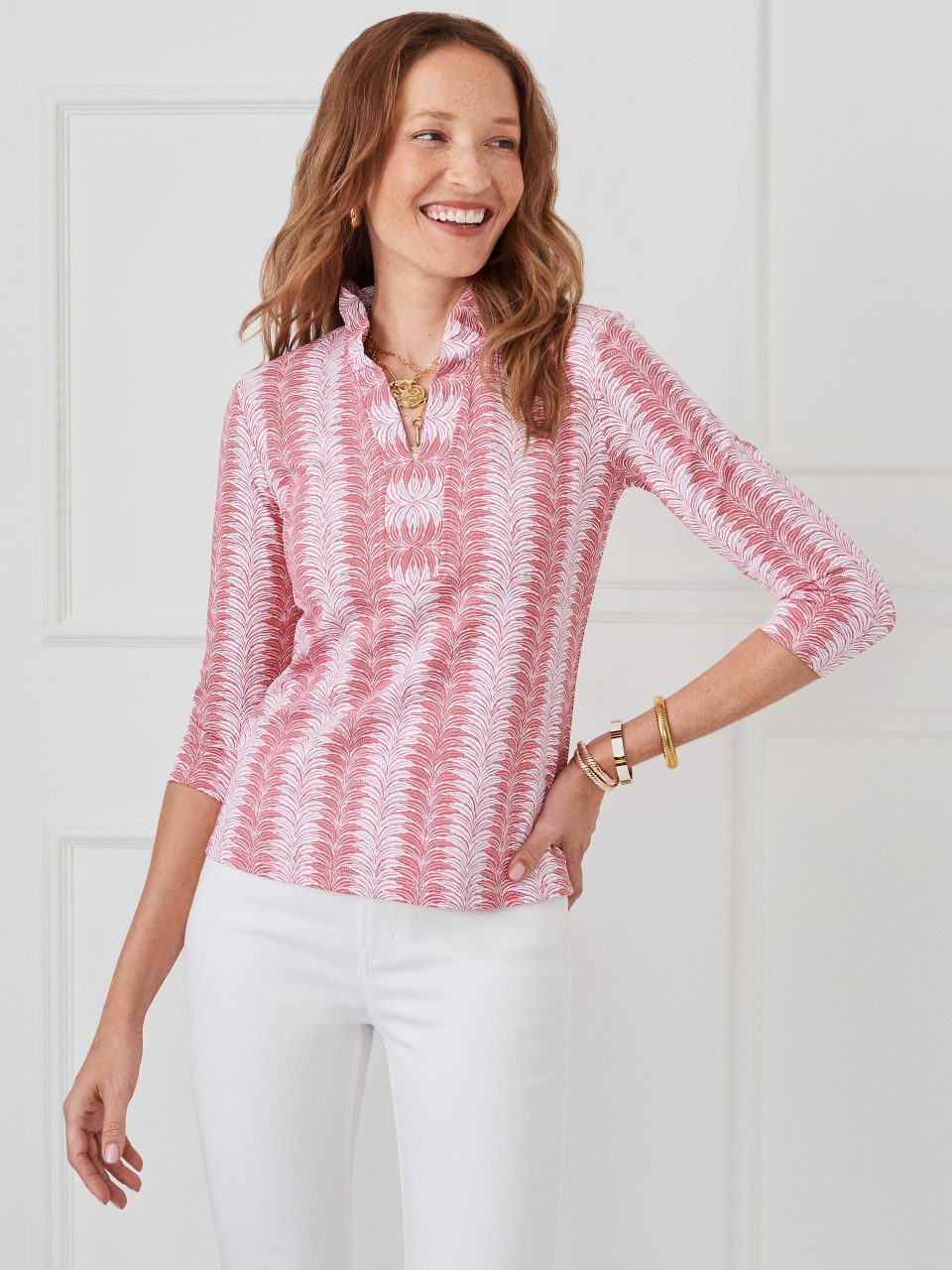 Kate Ruffle Top in Wild Fern