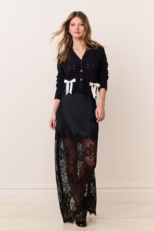 Ilene Satin & Lace Maxi Skirt