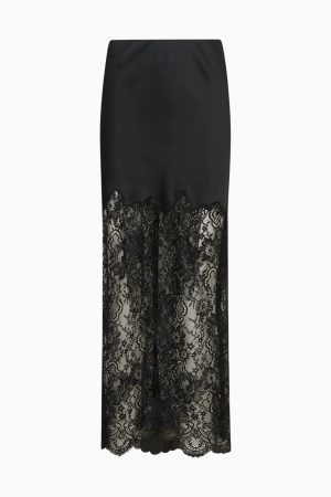 Ilene Satin & Lace Maxi Skirt